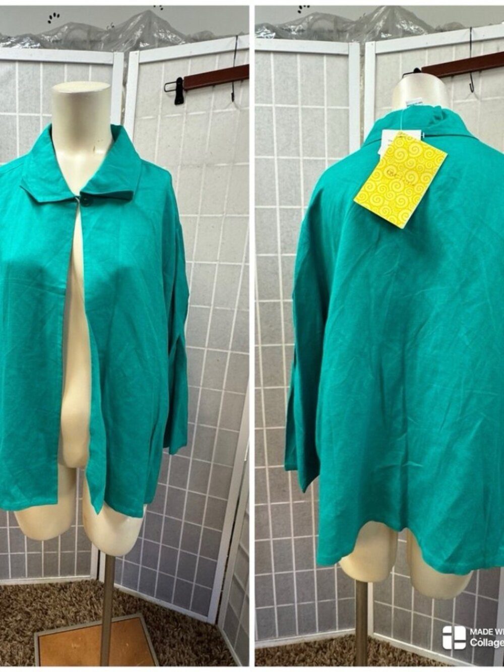 Linea, Woman,Spring Jacket,Green,Sz XL,Linen-Rayon,Button,Long Sleeve.!